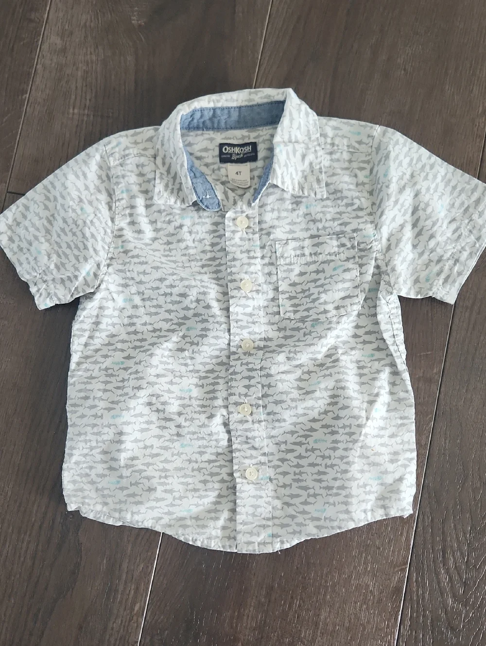 OshKosh B'gosh Light Blue & White Shark Print Button-Down Shirt